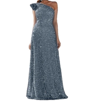 Haljina s jednim ramenom, bez rukava, s toplim otiskom cvjetne izvezenine, bal haljina s ribljim repom, poliester