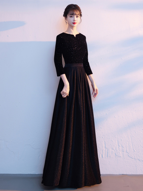 Sieviešu koru diriģentes kleita, garā kleita, rudens 2024, galvenais materiāls trušu kažokāds ≤30%, režģa audums, piedurknes 3/4