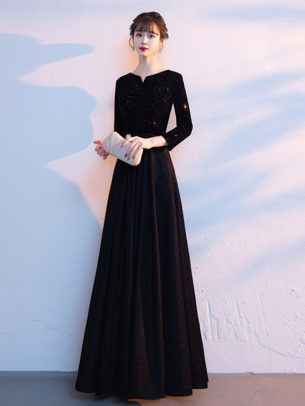 Sieviešu koru diriģentes kleita, garā kleita, rudens 2024, galvenais materiāls trušu kažokāds ≤30%, režģa audums, piedurknes 3/4