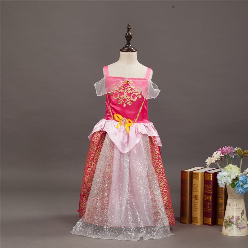 Rochie de prințesă pentru fete – Temă Albă ca Zăpada / Cenușăreasa, organza cu spandex, căptușeală din bumbac, pentru copii 3–8 ani