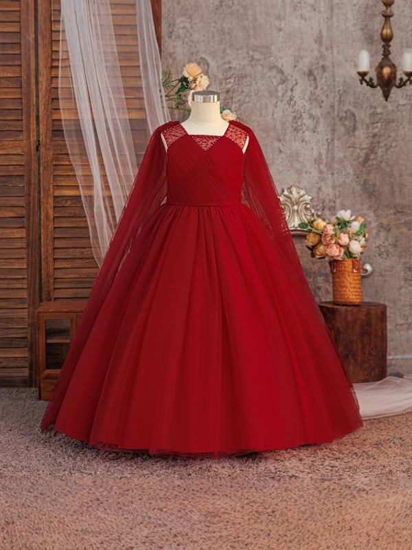 Gyerekeknek készült hosszú ruha, báli és zenei előadásokhoz, hercegnő stílus, 65% poliészter és 35% pamut bélés, enzimes mosású anyag, 8 éves vagy idősebbeknek