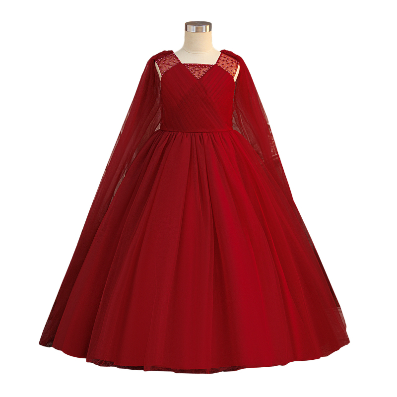 Gyerekeknek készült hosszú ruha, báli és zenei előadásokhoz, hercegnő stílus, 65% poliészter és 35% pamut bélés, enzimes mosású anyag, 8 éves vagy idősebbeknek