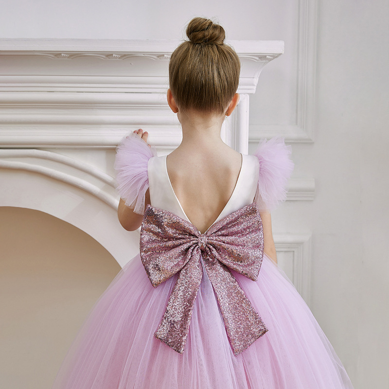 Gyerekeknek szóló mesh-re vagy hálószövésű anyagból készült hercegnő ruha bulikra és fellépésekre, poliészter külső, pamut bélés, 3–8 éveseknek