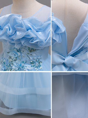 Gyermekek hercegnő ruhája tüll szoknyával - fő anyag 100% poliészter, bélés 35% pamut, anyag hajtogatás, édes hercegnő stílus, könnyű luxus, nyár 2024