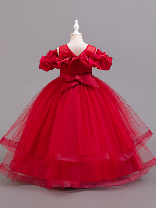 Gyermekek hercegnő ruhája tüll szoknyával - fő anyag 100% poliészter, bélés 35% pamut, anyag hajtogatás, édes hercegnő stílus, könnyű luxus, nyár 2024