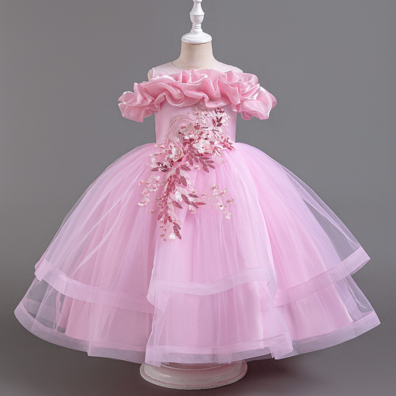 Gyermekek hercegnő ruhája tüll szoknyával - fő anyag 100% poliészter, bélés 35% pamut, anyag hajtogatás, édes hercegnő stílus, könnyű luxus, nyár 2024