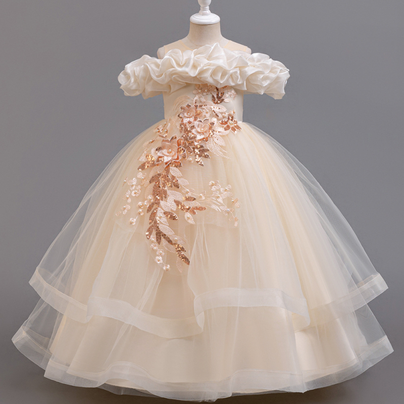 Gyermekek hercegnő ruhája tüll szoknyával - fő anyag 100% poliészter, bélés 35% pamut, anyag hajtogatás, édes hercegnő stílus, könnyű luxus, nyár 2024