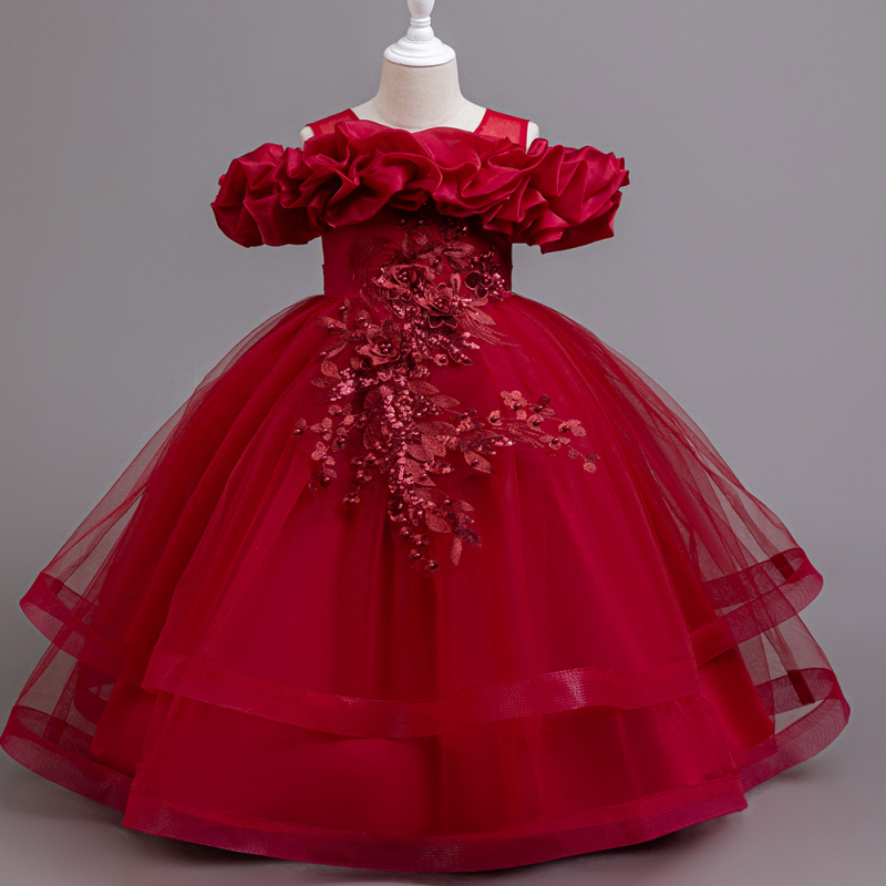 Gyermekek hercegnő ruhája tüll szoknyával - fő anyag 100% poliészter, bélés 35% pamut, anyag hajtogatás, édes hercegnő stílus, könnyű luxus, nyár 2024