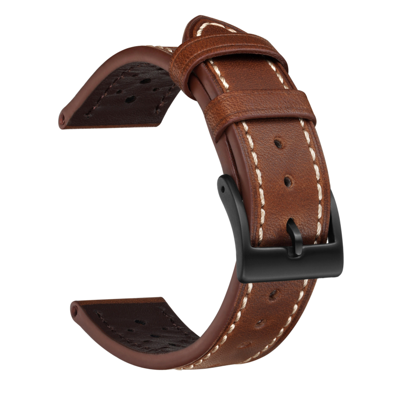 Pulksteņa siksna no īstas ādas augšējā slāņa, vintage ziedu raksts ar eļļas lodītēm, piemērota lieliem pulksteņiem, ar adatu sprādzi