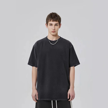 Unisex βαμβακερή T‑shirt βαριάς ποιότητας, distressed ύφος, χαλαρή γραμμή, στρογγυλός λαιμός, 96%+ βαμβάκι, 300-350 g