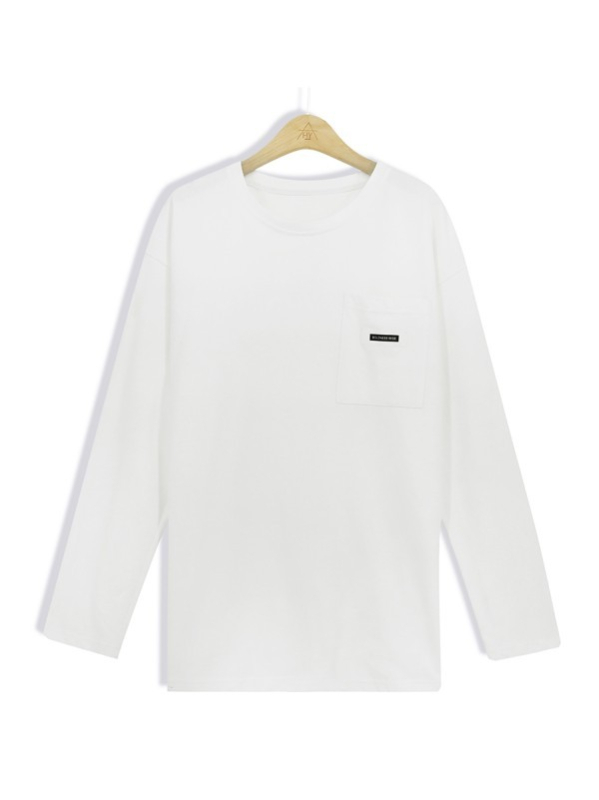 Pamut hosszú ujjú póló, laza szabás, kerek nyak, szöveges nyomat, középméretű hossz