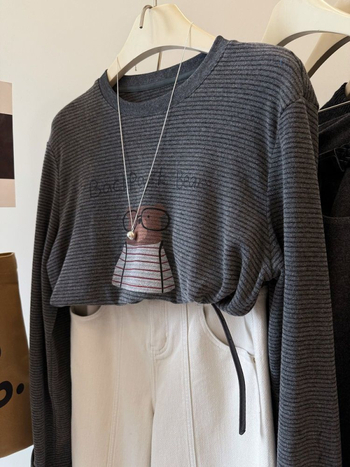 Tricou cu mânecă lungă, glugă, imprimeu urs desen animat, croială lejeră, poliester