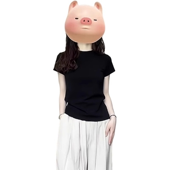 Póló kerek nyakú, rövid ujjú, karcsúsított fazon, A-vonalú szabás