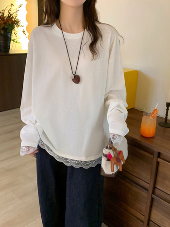 Majica od bambus-pamuka, 70–80% pamuk, pulover stil za dnevno nošenje, dugi rukavi, slobodan kroj