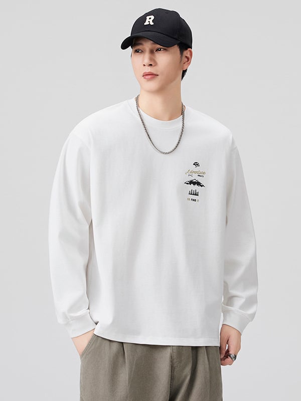 Maple House muški pamuk dugački rukav T‑shirt, ležerna silueta, Plus Size, otisak crtića