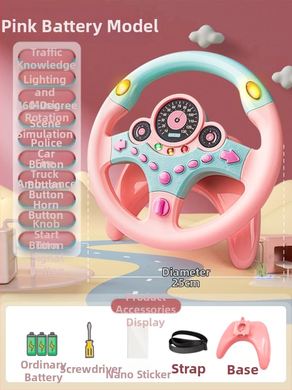 Hátsó ülésre tervezett gyerekeknek kormány – vezetési szimuláció, műanyag, 0–3 éveseknek