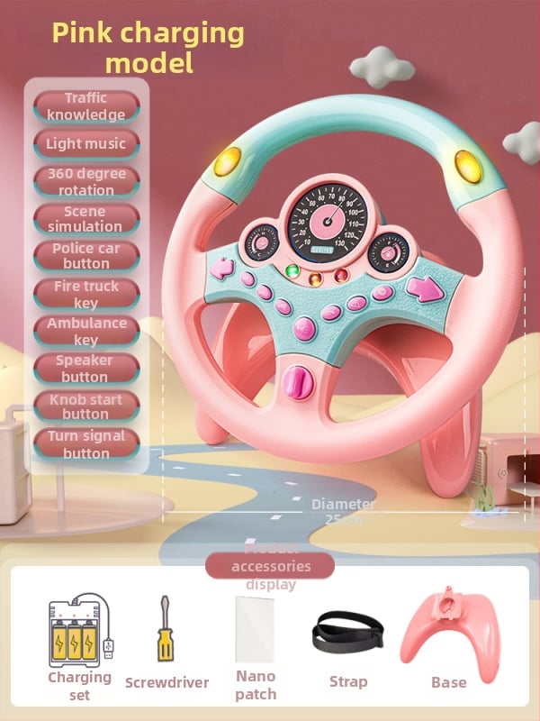 Hátsó ülésre tervezett gyerekeknek kormány – vezetési szimuláció, műanyag, 0–3 éveseknek