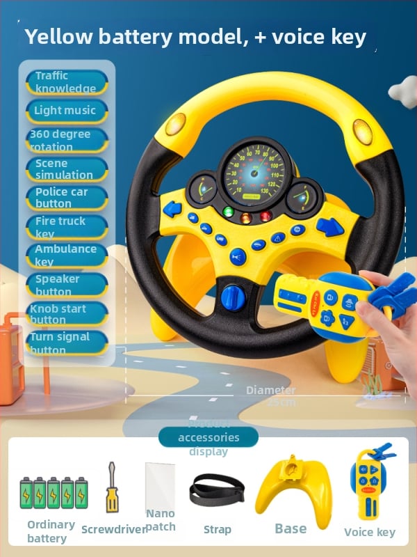 Hátsó ülésre tervezett gyerekeknek kormány – vezetési szimuláció, műanyag, 0–3 éveseknek