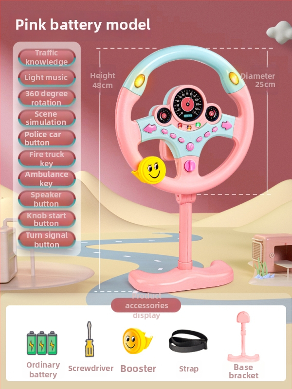 Hátsó ülésre tervezett gyerekeknek kormány – vezetési szimuláció, műanyag, 0–3 éveseknek