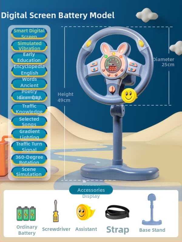 Hátsó ülésre tervezett gyerekeknek kormány – vezetési szimuláció, műanyag, 0–3 éveseknek
