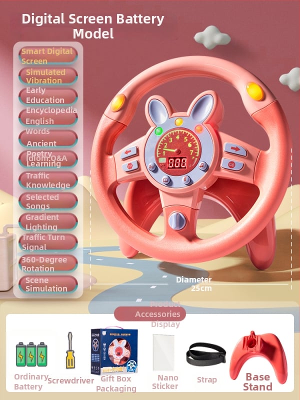 Hátsó ülésre tervezett gyerekeknek kormány – vezetési szimuláció, műanyag, 0–3 éveseknek