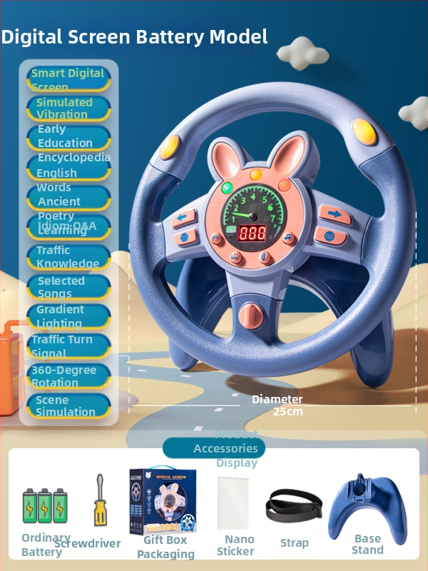 Hátsó ülésre tervezett gyerekeknek kormány – vezetési szimuláció, műanyag, 0–3 éveseknek