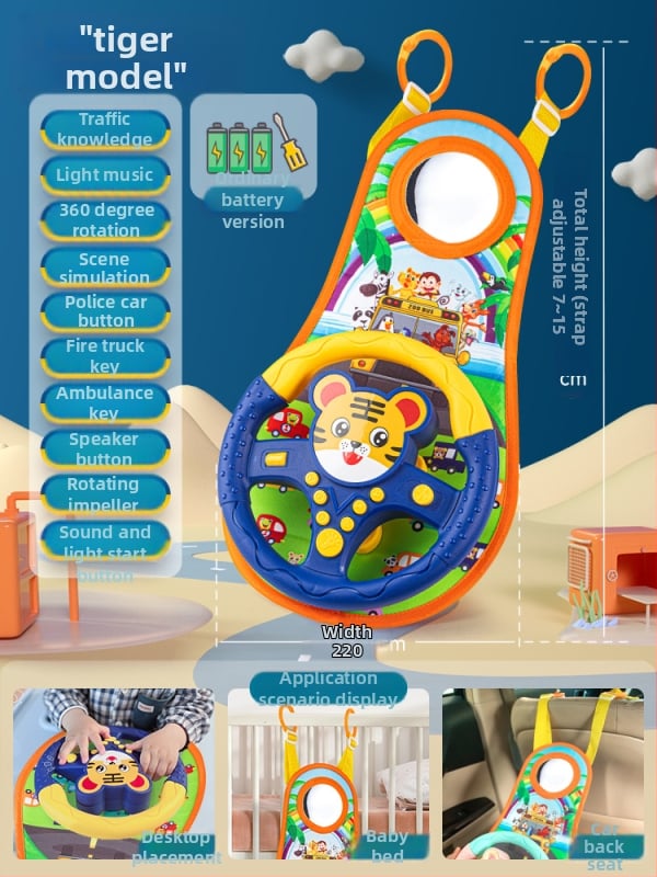 Hátsó ülésre tervezett gyerekeknek kormány – vezetési szimuláció, műanyag, 0–3 éveseknek