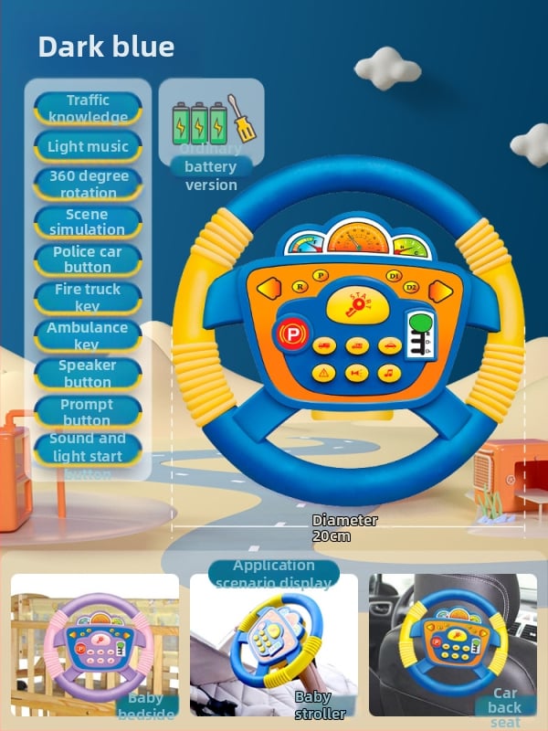 Hátsó ülésre tervezett gyerekeknek kormány – vezetési szimuláció, műanyag, 0–3 éveseknek