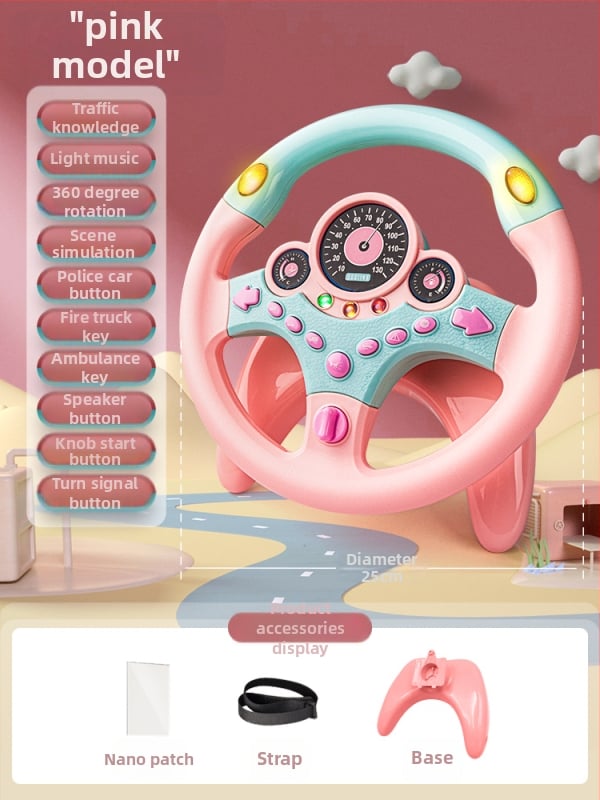 Hátsó ülésre tervezett gyerekeknek kormány – vezetési szimuláció, műanyag, 0–3 éveseknek