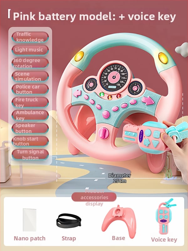 Hátsó ülésre tervezett gyerekeknek kormány – vezetési szimuláció, műanyag, 0–3 éveseknek