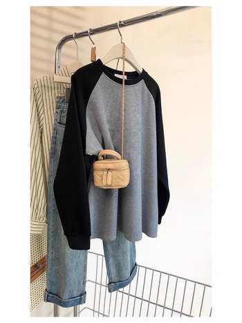 Μπλούζα με κουκούλα από πολυεστέρα, ραγκλάν μανίκια, μακριά μανίκια, χαλαρή γραμμή, βελουτέ υφή, φθινοπωρινή σεζόν 2025