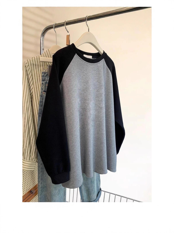 Μπλούζα με κουκούλα από πολυεστέρα, ραγκλάν μανίκια, μακριά μανίκια, χαλαρή γραμμή, βελουτέ υφή, φθινοπωρινή σεζόν 2025