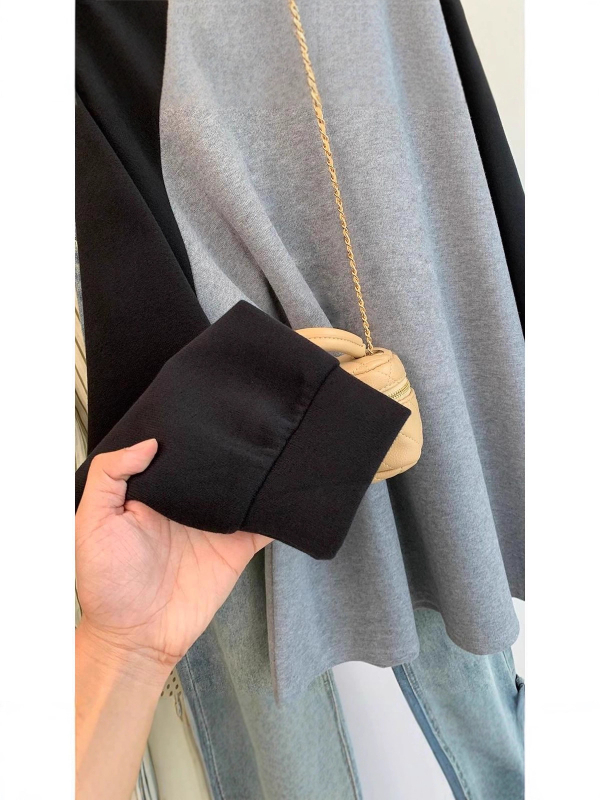 Μπλούζα με κουκούλα από πολυεστέρα, ραγκλάν μανίκια, μακριά μανίκια, χαλαρή γραμμή, βελουτέ υφή, φθινοπωρινή σεζόν 2025