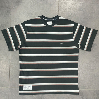 Μπλούζα T‑shirt με ρίγες από 100% βαμβάκι, στρογγυλή λαιμόκοψη, κοντό μανίκι, άνετη γραμμή, Καλοκαίρι 2024, για άνδρες