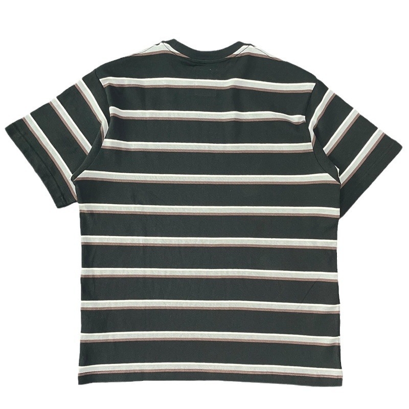 Μπλούζα T‑shirt με ρίγες από 100% βαμβάκι, στρογγυλή λαιμόκοψη, κοντό μανίκι, άνετη γραμμή, Καλοκαίρι 2024, για άνδρες
