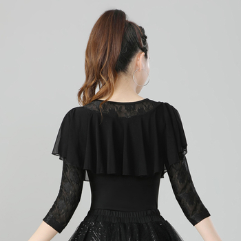 Női Latin Tánc felső – 3/4 ujjú, Milk Silk textília, 95% poliészter, tánc ruházat