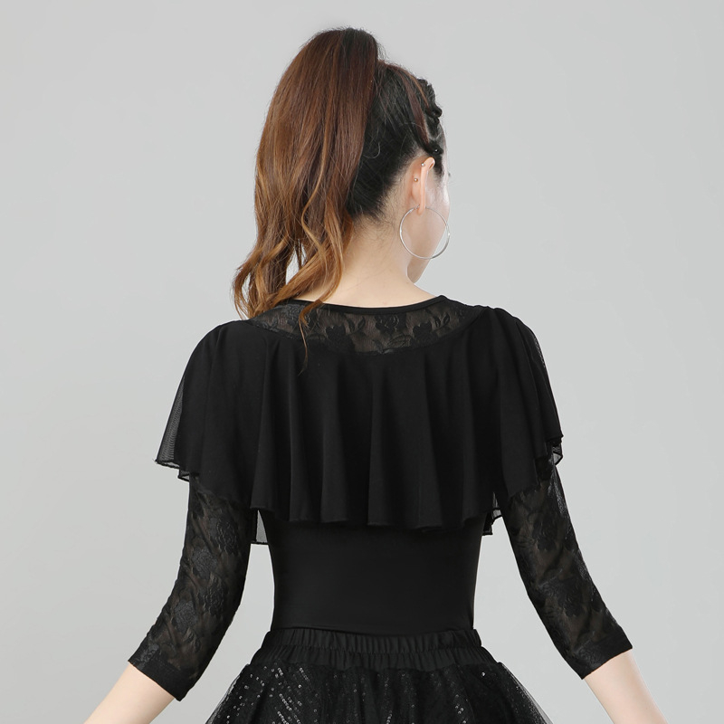 Női Latin Tánc felső – 3/4 ujjú, Milk Silk textília, 95% poliészter, tánc ruházat