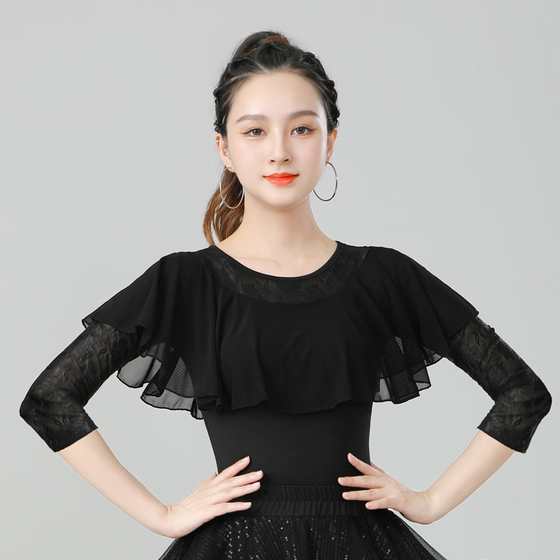 Női Latin Tánc felső – 3/4 ujjú, Milk Silk textília, 95% poliészter, tánc ruházat