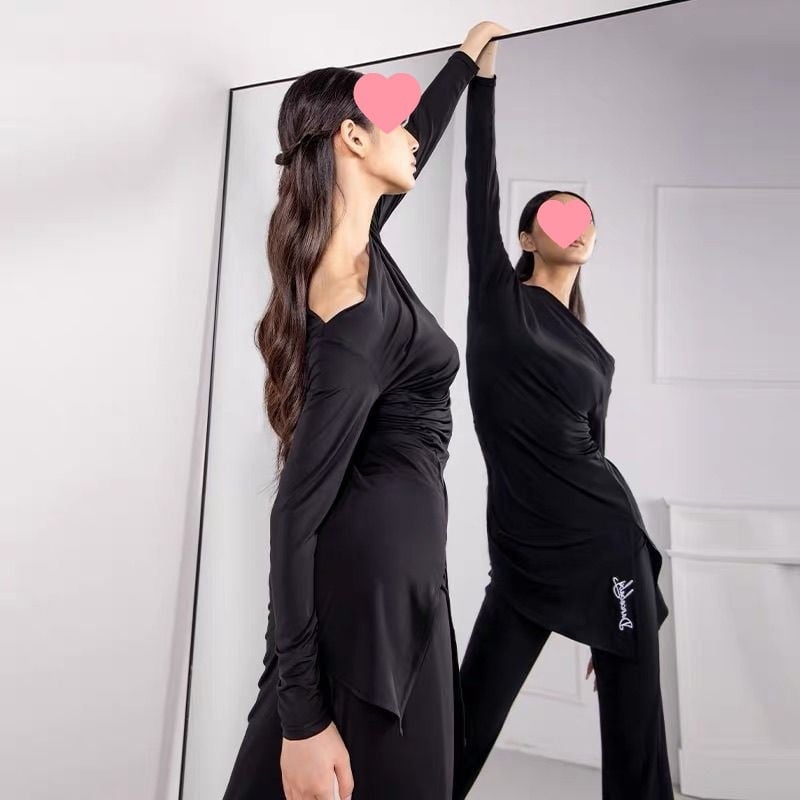 Топ за латински танци за жени | TR тъкан, 30-50% други материали | стил: китайски, литературно ретро