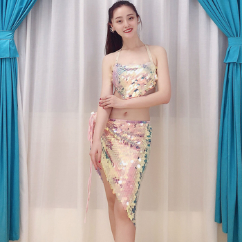 Kostim za belly dance s kratkom suknjom i šljokicama – 70% poliester, 10% pamuk, Peter Jo, za žene 18-24