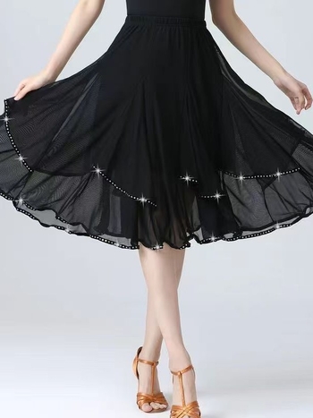 Suknja za square dance, poludlaka dužina, novi model, široka suknja za latino, moderni i ballroom ples, visok pojas, za žene