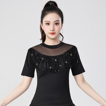 Latinski plesni top za žene – Milk Silk, 90% poliester, plesna odjeća