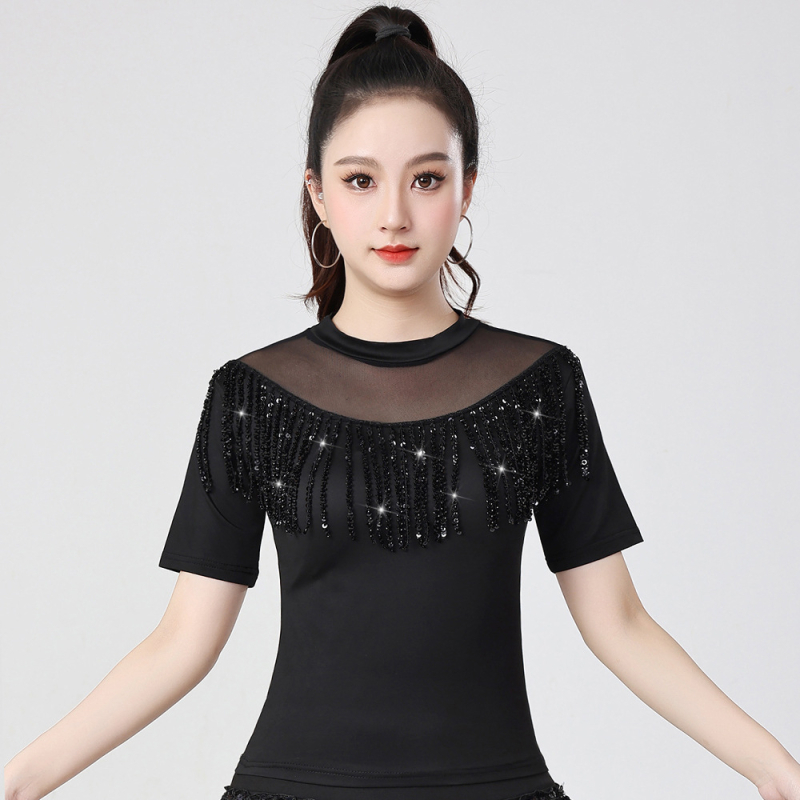 Latinski plesni top za žene – Milk Silk, 90% poliester, plesna odjeća