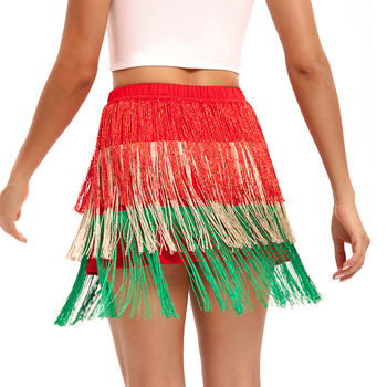 Sister Yi Fustă scurtă cu ciucuri boemă pentru reprezentații feminine pe scenă, poliester, conținut poliester 80–90%, vara 2025