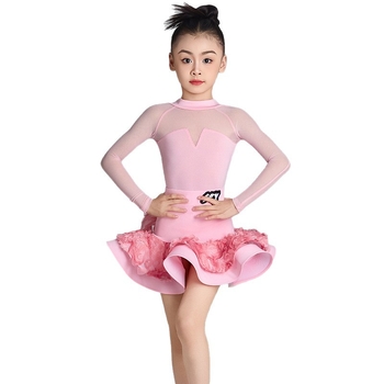 Dječji latinski plesni kostim za nastup, jednofarbni model, materijal spandex 70%, podstava spandex 70%, za djevojčice