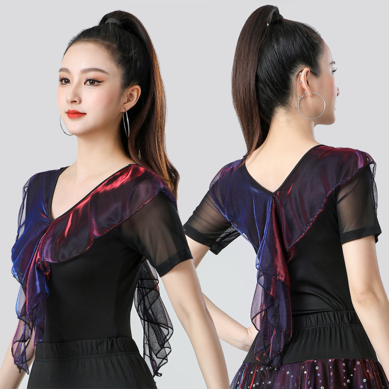 Costum de dans latino pentru femei adulte (Milk Silk; Poliester 90%; Îmbrăcăminte de dans)