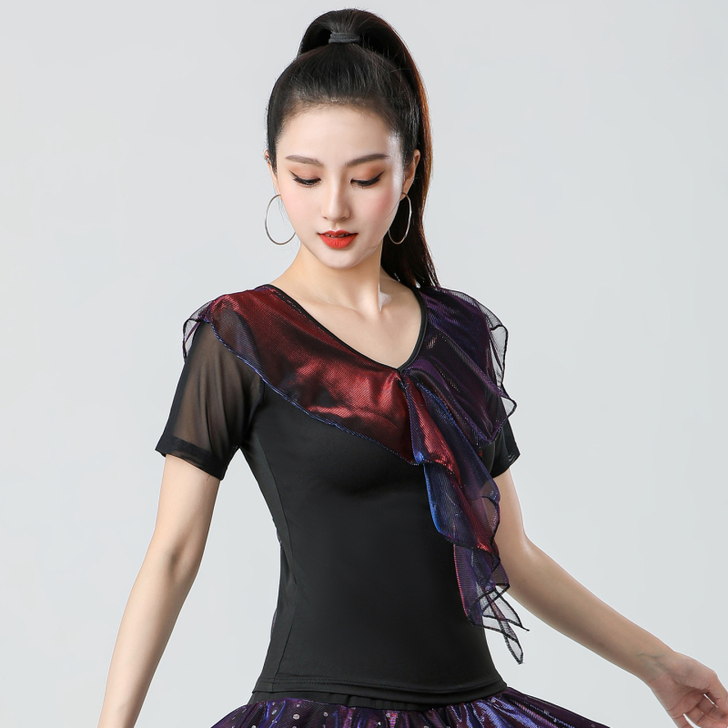 Costum de dans latino pentru femei adulte (Milk Silk; Poliester 90%; Îmbrăcăminte de dans)