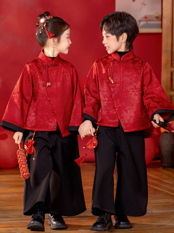 Gyerekeknek szóló kínai Tang öltöny előadásra, uniszex, téli 2025 kiadás, poliészter 95% anyag, normál vastagság