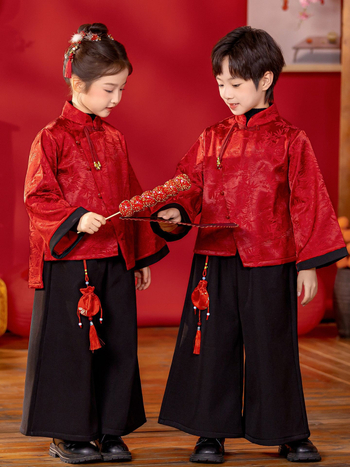 Gyerekeknek szóló kínai Tang öltöny előadásra, uniszex, téli 2025 kiadás, poliészter 95% anyag, normál vastagság