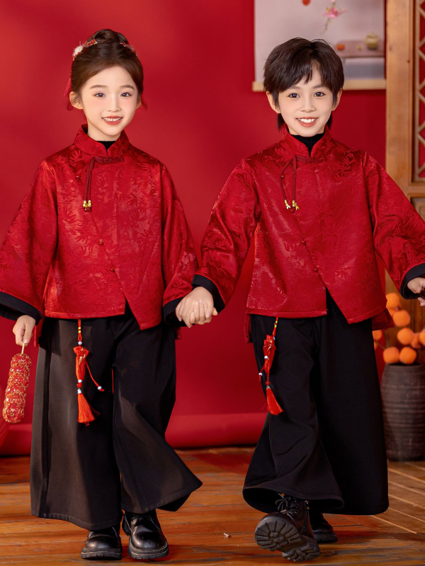 Gyerekeknek szóló kínai Tang öltöny előadásra, uniszex, téli 2025 kiadás, poliészter 95% anyag, normál vastagság